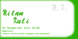 milan kuli business card